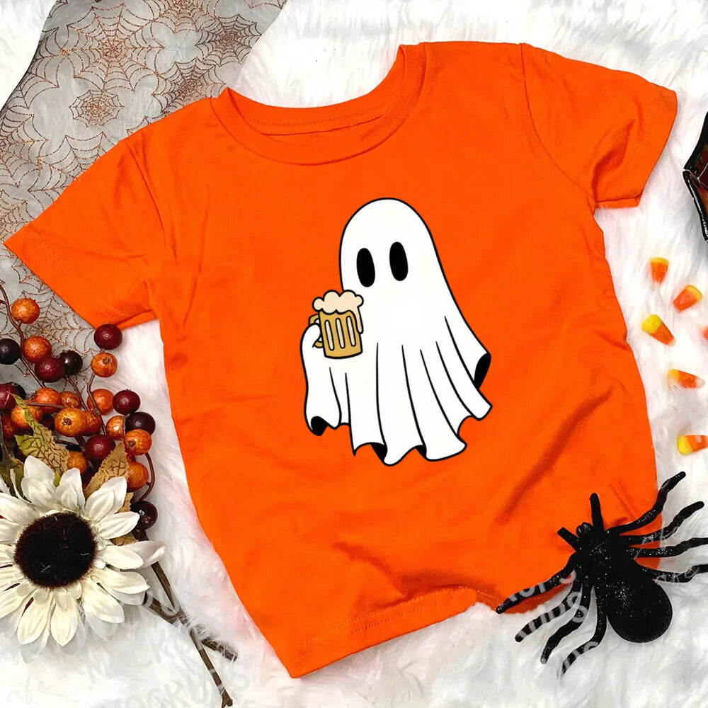 Child Halloween Outfit T-shirt Funny Print Girl Boys T Shirt Fall Festive Shirt Kids Tshirt Clothes Halloween Party Toddler Tops