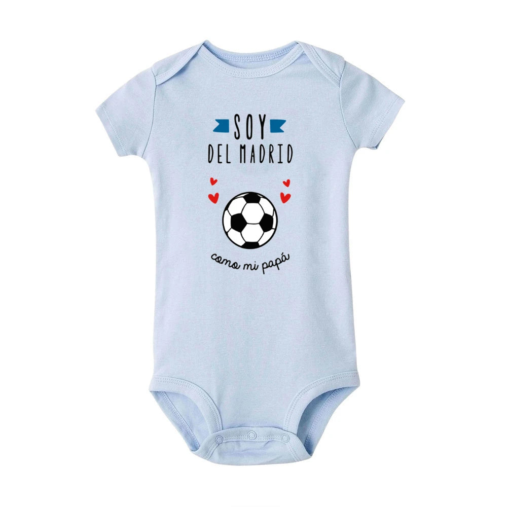 I'm From Madrid Like My Dad Spanish Print Baby Bodysuit Funny Newborn Jumpsuit Infant Short Sleeve Romper Toddler Clothes Outfit