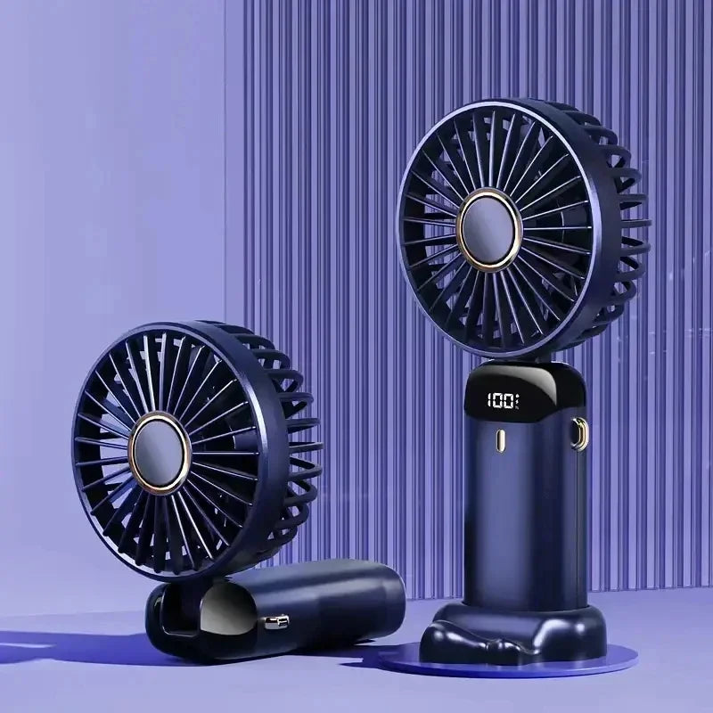 5-Speed Portable Handheld Mini Fan Foldable Neck Hanging Fans USB Rechargeable Fan with Phone Stand and Display Screen fan