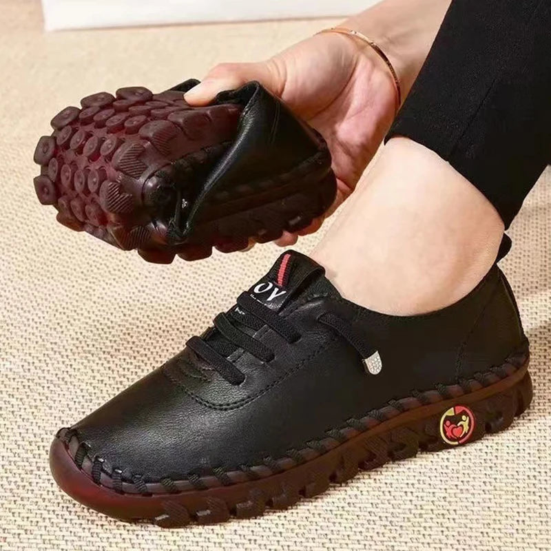 2025 Women Sneakers Platform Shoes Leather Patchwork Casual Sport Shoes Ladies Outdoor Running Vulcanized Shoes Zapatillas Mujer