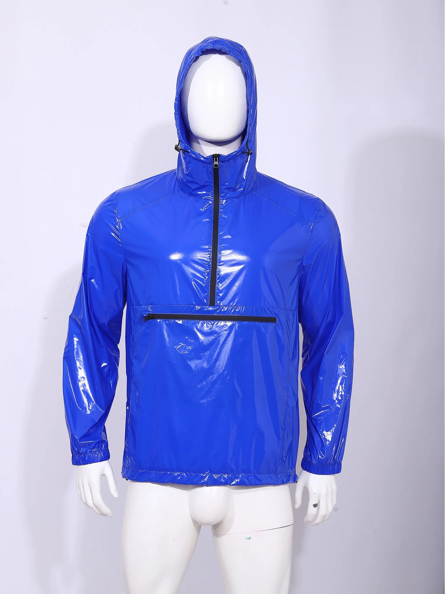 Men Waterproof Hooded Trench Jacket Long Sleeve Hood Outerwear Windbreaker Raincoat fo Hiking Fishing Biking Thermal Windbreaker