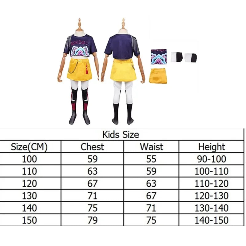 2025halloweenDémons enfants Mira Zoey Cosplay 2025 chasseurs Costume filles T-shirt jupe chaussettes tenues Roleplay Halloween