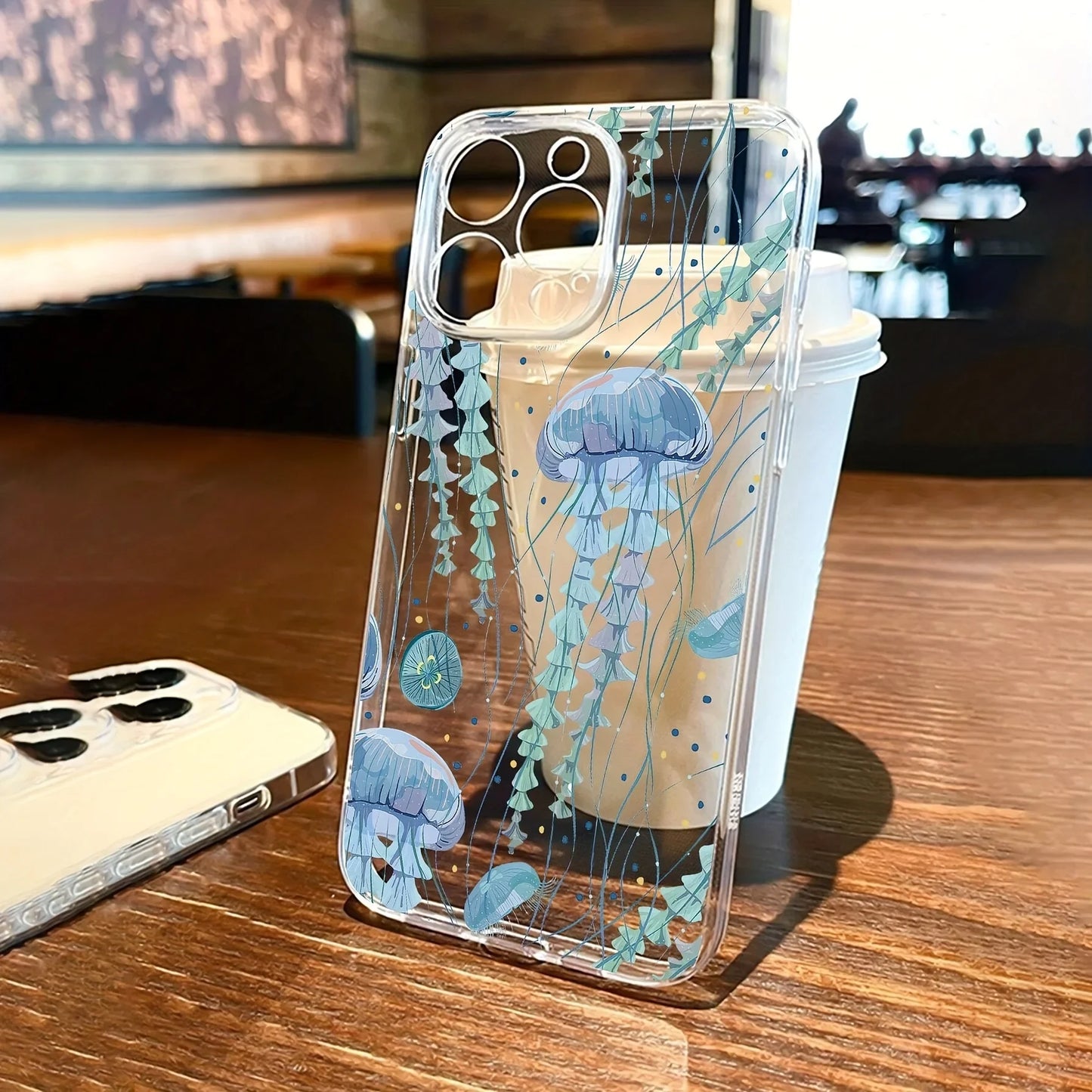INS Jellyfish Pattern Phone Case For iPhone 16 15 14 13 12 11 Mini Pro Max X XR XSMax 7 8 Plus Transparent Soft TPU Back Cover