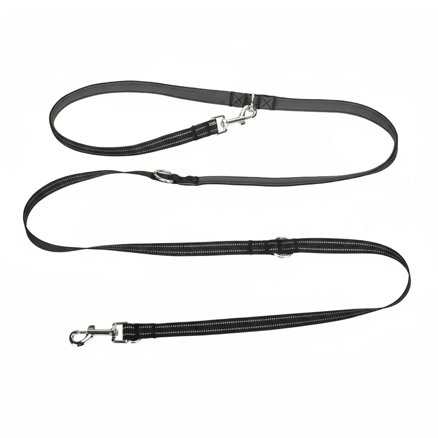 Crossbody Dog Leash Versatile Crossbody Waist Leash with 3 Rings Puppy Walking Leash Reflective Nylon Multifunctional Pet Rope