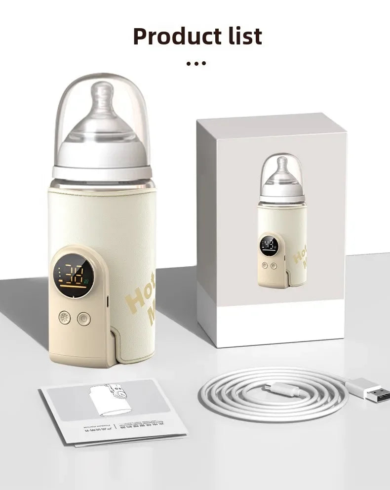 Multifunctional USB Baby Bottle Warmer with Smart Temperature Control Screen High Capacity Feeding Bottle Warmer for Newborns
