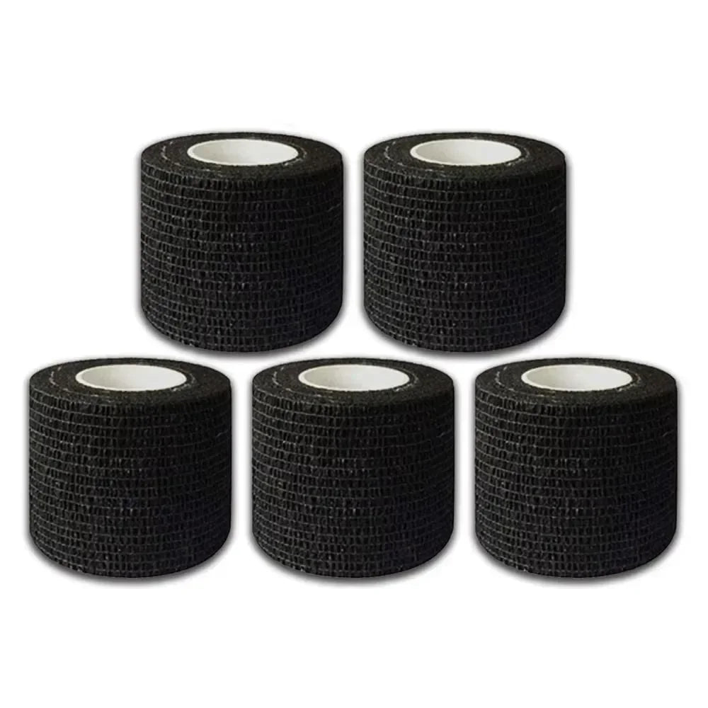 48/24/3PCS Black Tattoo Grip Cover Wraps Self-Adhesive Elastic Bandage Tape Breathable Strong Sports Tape Athletic Bandage Rolls