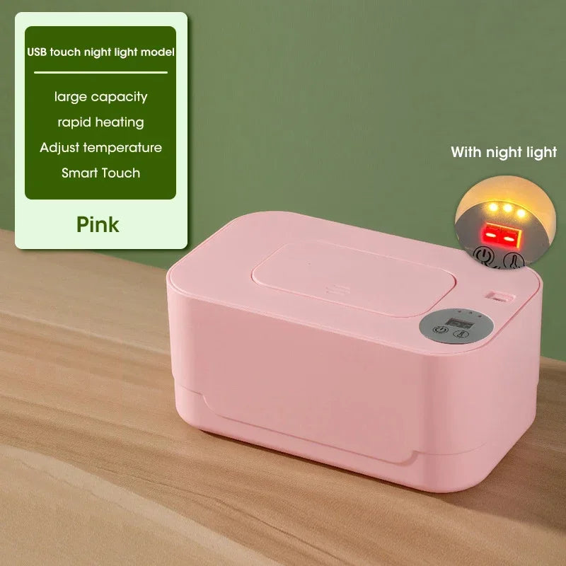 Portable USB Baby Wipe Warmer With LED Display Wet Towel Dispenser Heating Box For Home Car Travel Diaper Changing