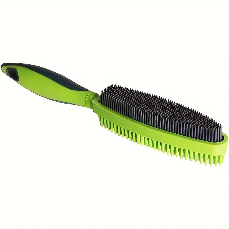 Silicone Pet Hair Brush with Massage - Dog Cat Grooming Tool, Easy Clean for Clothes Car Furniture