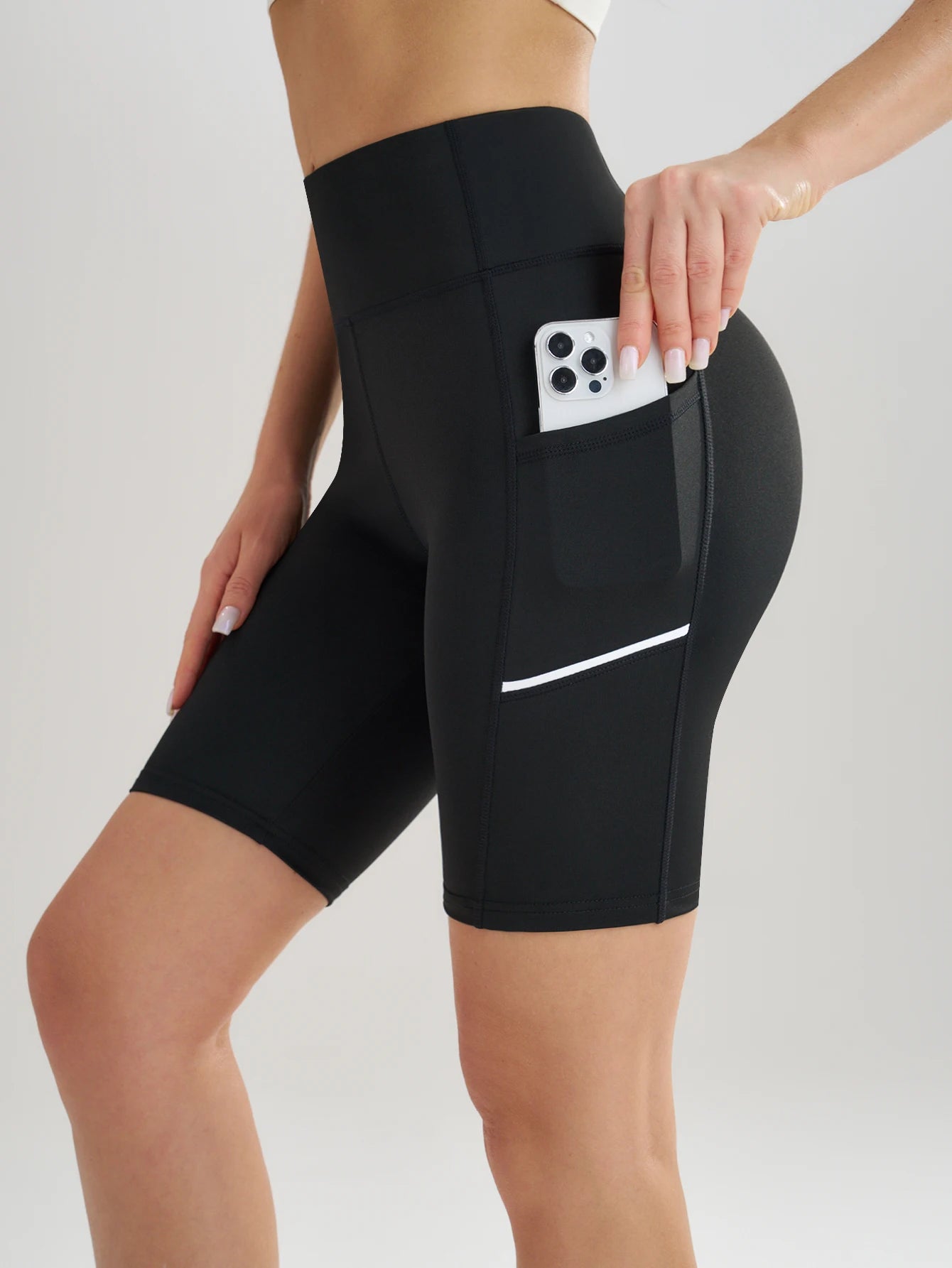 Women's High Waisted Biker Shorts with Phone Pocket Tummy Control High Waist Yoga Pants Tummy Control High Waist Yoga Pants