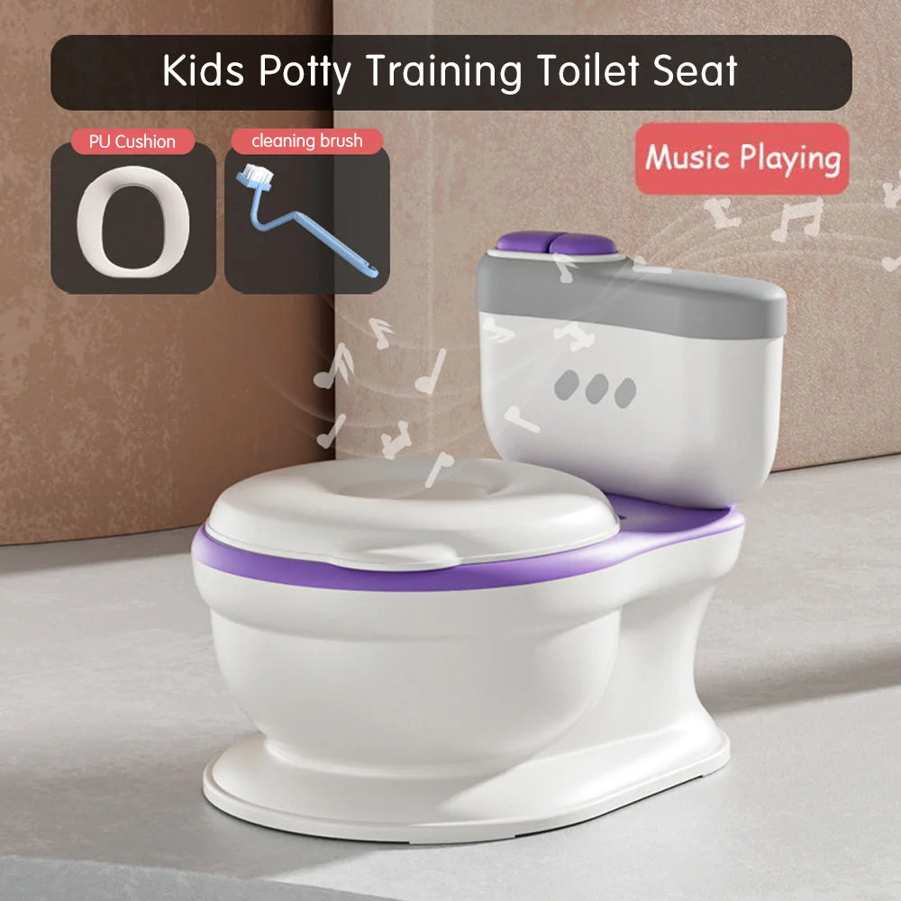 Baby Potty Toilet Seat Realistic Potty Training Seat for Toddlers Boys Girls Soft PU Pad Wipe Storage Music Playing Function