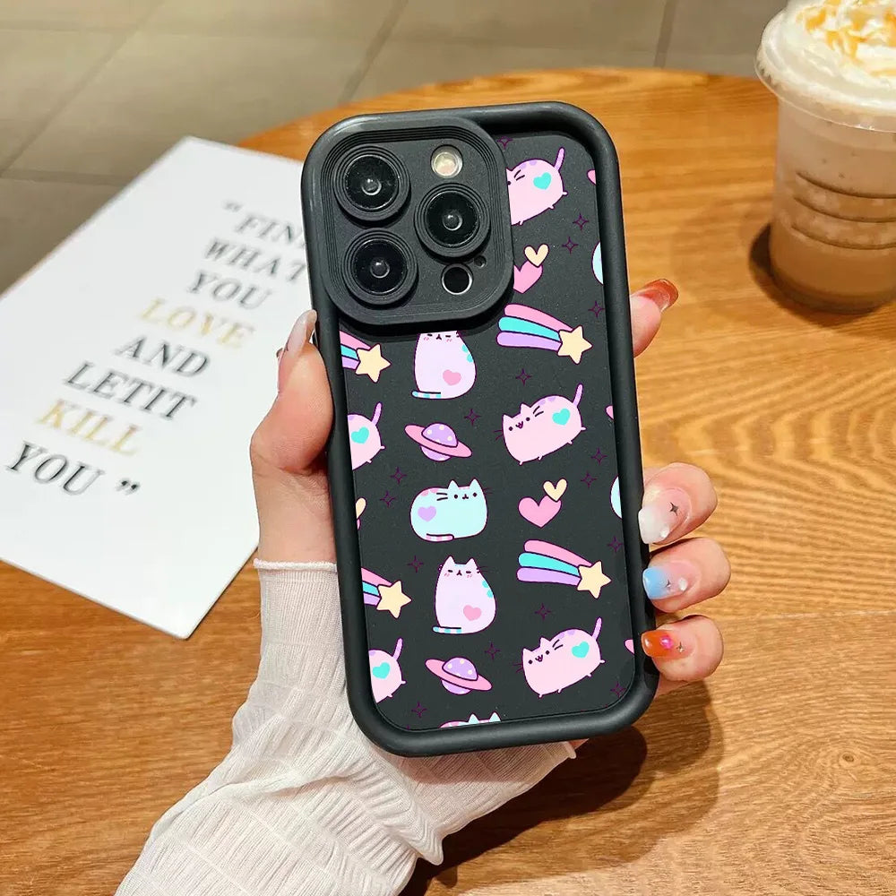 Funny Lovely Pusheen Cat Phone Case For OnePlus 12 12R 11 11R 10R 8T Nord CE Ace 2 3 4 Lite 4G 5G Soft Silicone TPU Back Cover