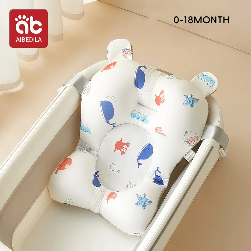Portable Baby Bathtub Pad Ajustable Bath Tub Shower Cushion Newborn Support Seat Mat Foldable Baby Bath Seat Floating Water Pad