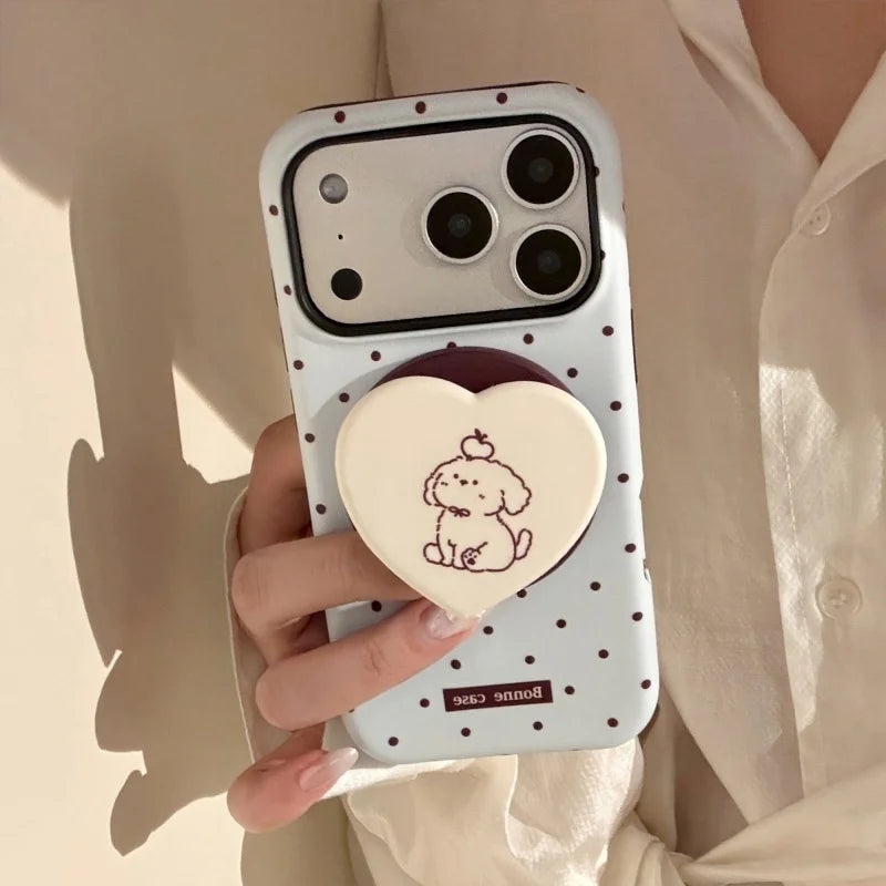 Korean Style Simple Polka Dot Magnetic Soft Phone Case For Magsafe IPhone 17 16 15 14 13 12 Pro Max Shockproof Protective Cover