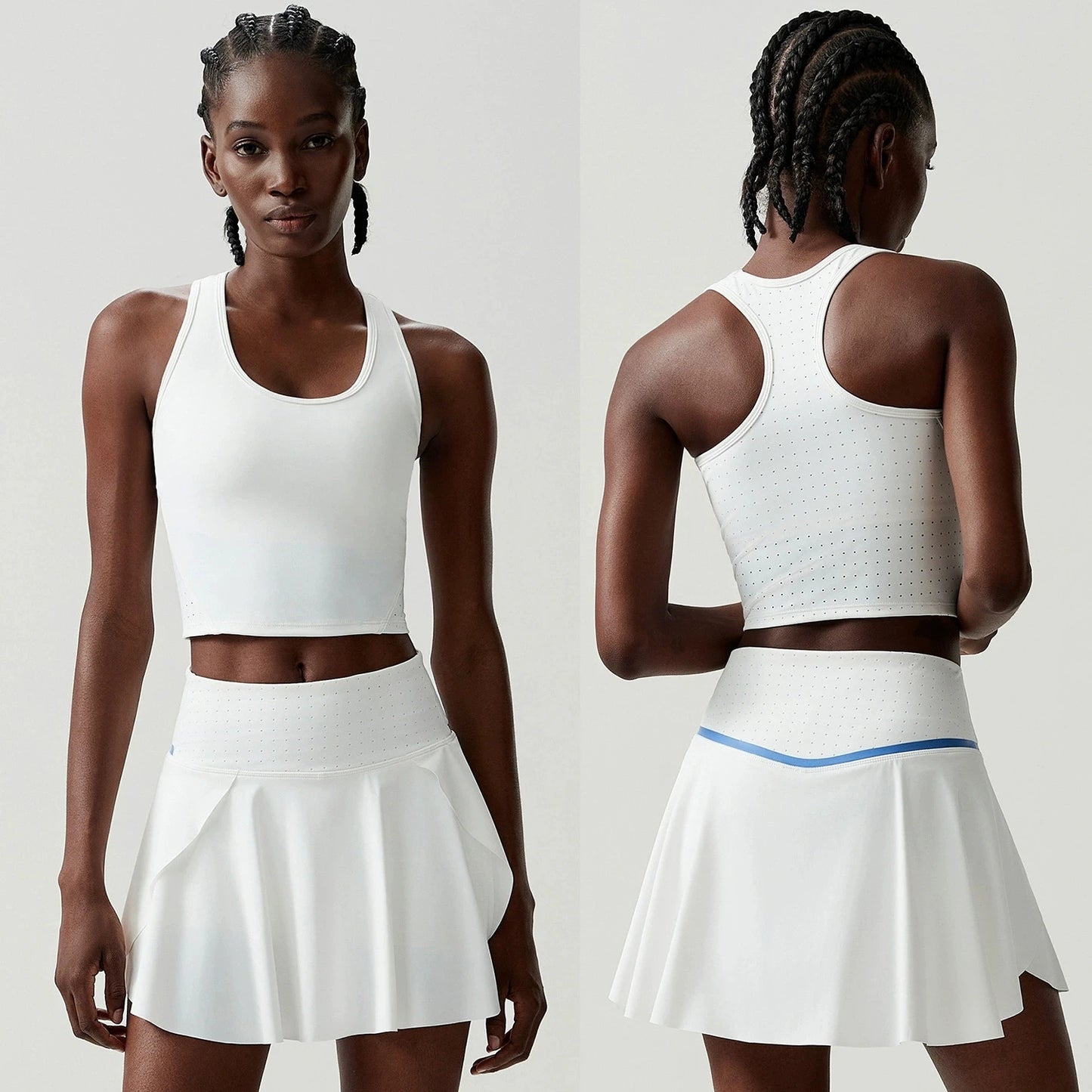 Tennis Skirt Set for Women Quick-drying Badminton Golf Sports Skirt Fitness Breathable Tank Top Bra Workout Pleated Skorts Suit