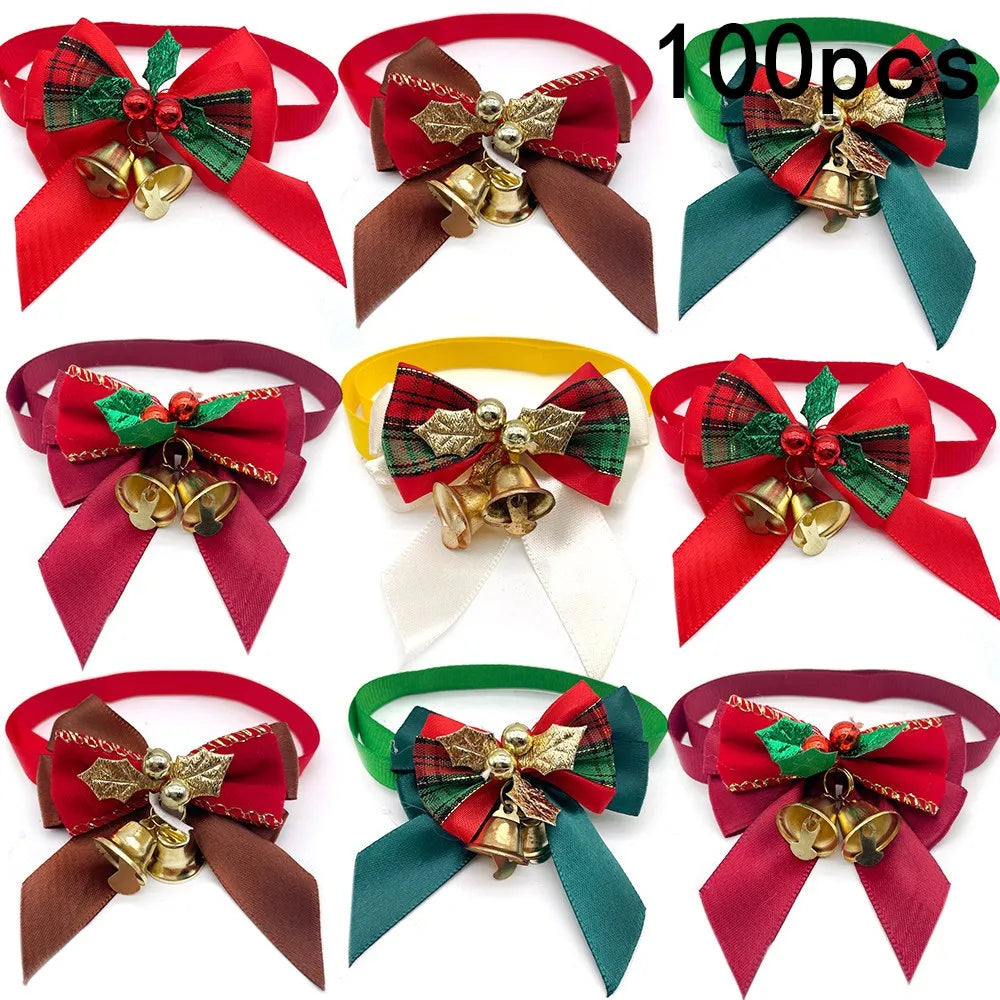 50/100pcs Christmas Pet Grooming Dog Accessories Small Dog Bowties Neckties Xmas Puppy Dog Collar Accessories Christmas Necktie