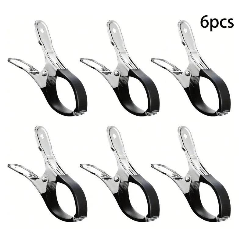 6pcs/set Durable Stainless Steel Pool Cover Clips with Blue Plastic Handles - Heavy Duty Windproof Spring Clips for Secure Above