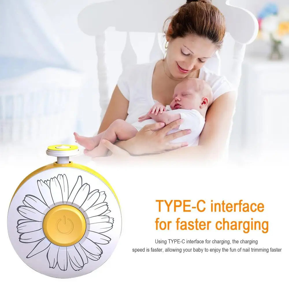 Electric Baby Nail File Safe Rechargeable Manicure Set Newborn Infants Fingernail Clippers With 6 Grinder For Toes Nail Polisher