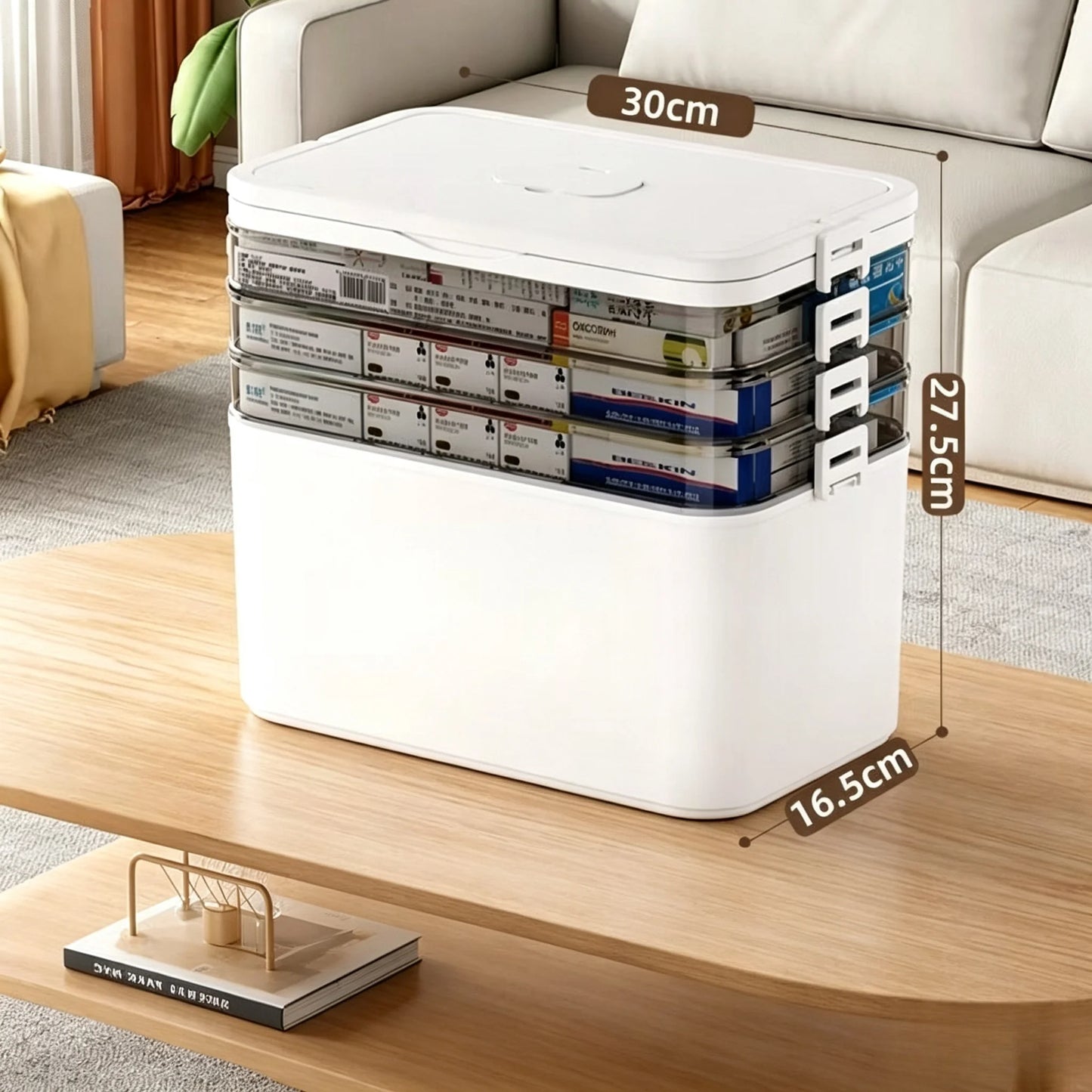 1pc 3-Tier Family Emergency Medicine Storage Box, Leak Resistant Compact Home Medicine Organizer