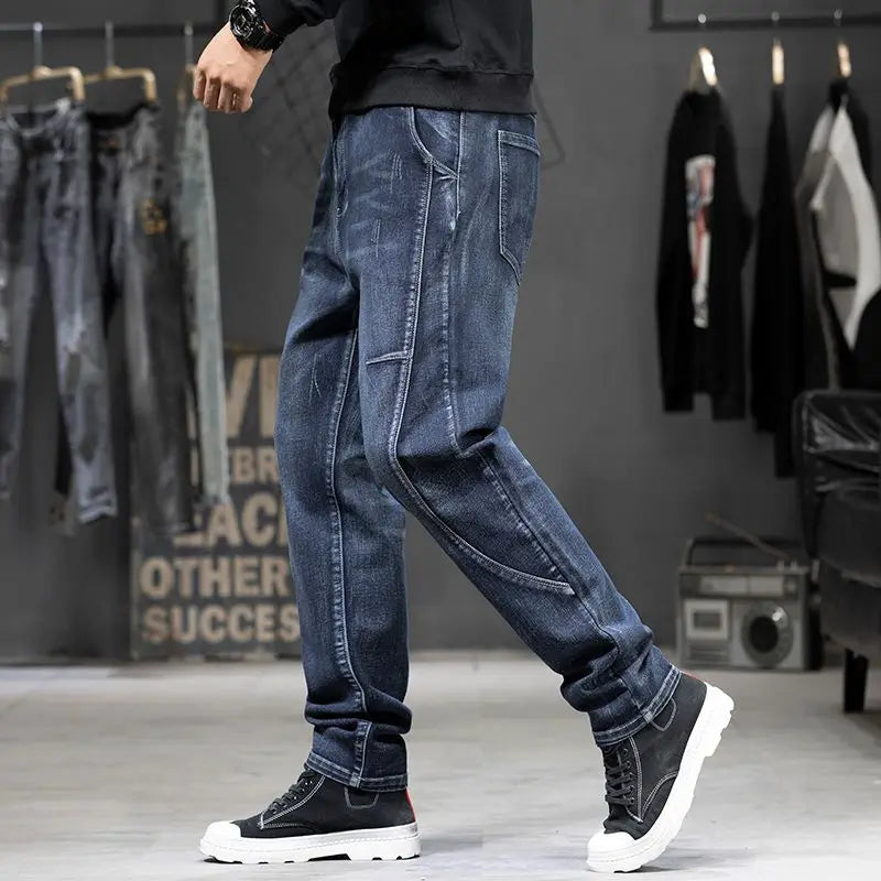 Summer Designer Clothes High Quality Punk Harajuku Fashion Casual Plus Size Slim Fit Denim Jeans for 2025 Cowboy Pants for Men