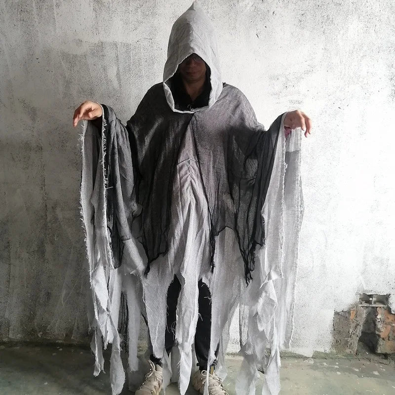 Halloween Ghost Dementor Cosplay Costume Adult Gothic Horror Zombie Tattered Hooded Capes Unisex Party Cosplays Cloaks New 2026