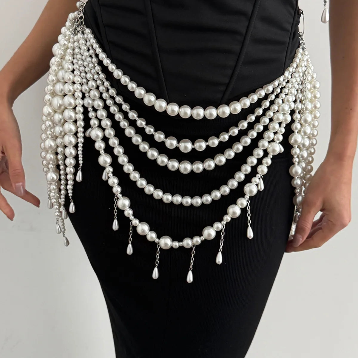 SHIXIN Elegant Multi-layer Imitation Pearl Body Chain for Women Luxury Strap Bralette Chest Chain Waist Chains Wedding Jewelry