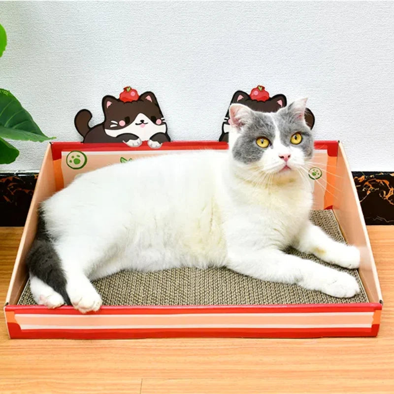 Cardboard Cat box Cat Bed with Scratching board Corrugated cat scratcher for cats kittens cat scratching mat
