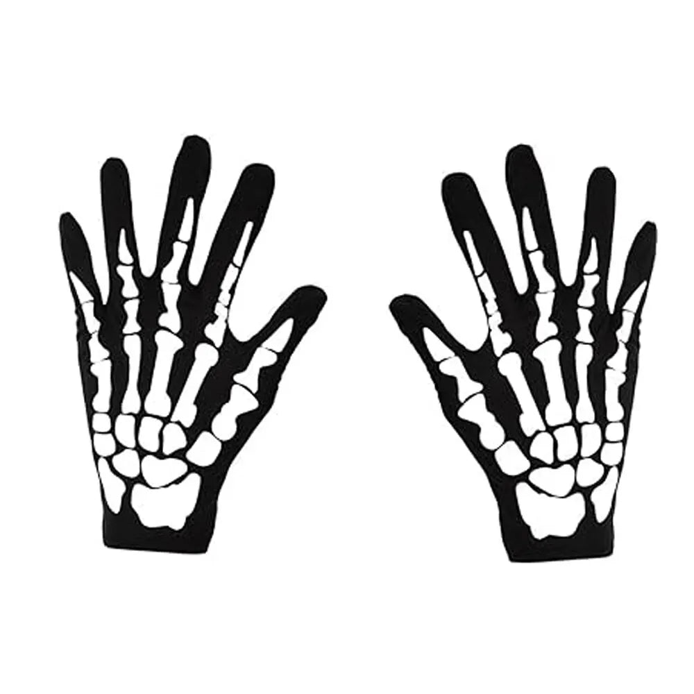 Halloween Skull Gloves Lightweight Full Finger Skeleton Cycling Gloves Costume Cosplay Equipment Accessories for Men Women Kids