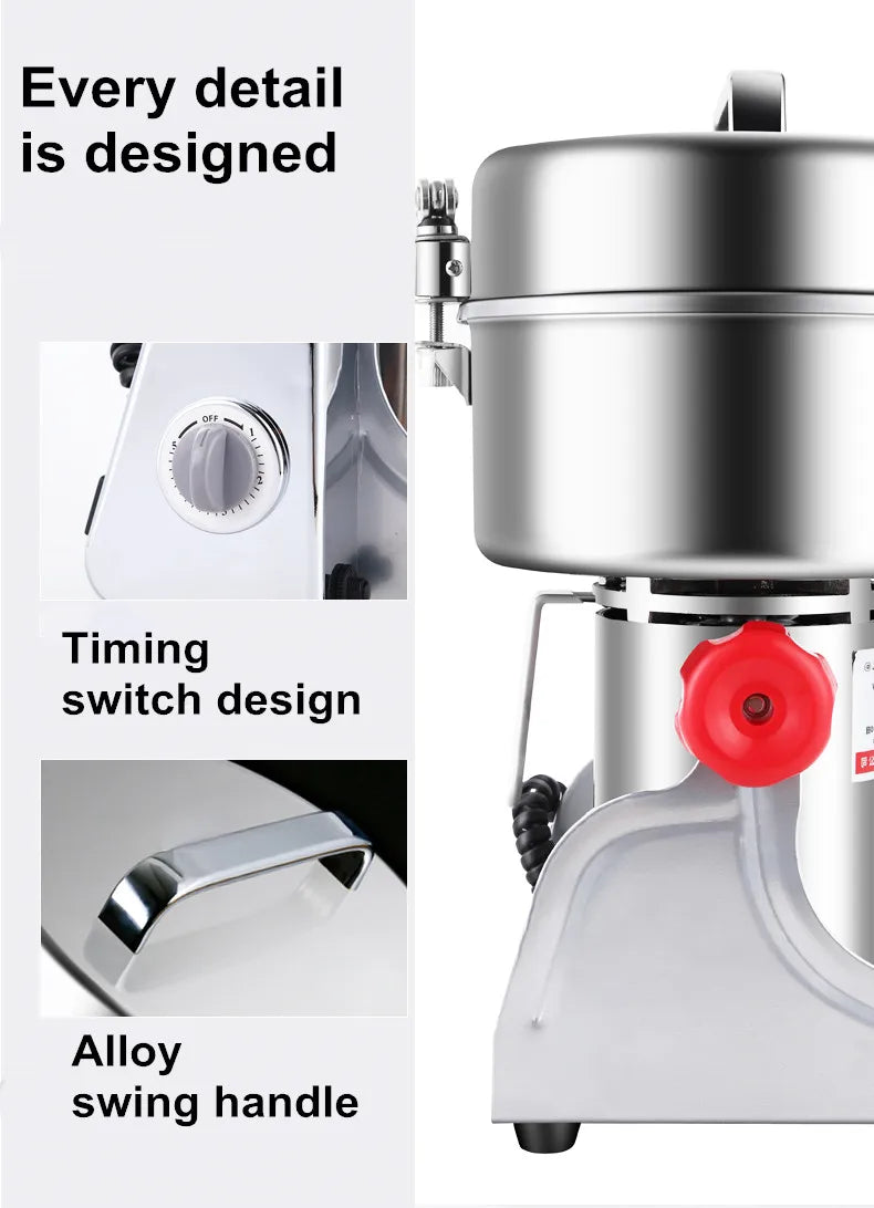 110V/220V 2500g Powder Machine Grinder Home Commercial Medicinal Herbs Cereals Spices Miscellaneous Grains Flour Grinder 4500W