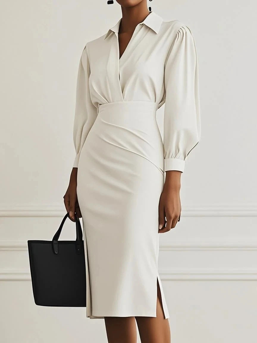 Temperament Slim Fit Women's Dress 2025 Autumn New Sexy Long Sleeve Shirt Dress For Women Bodycon Solid Color Office Lady Dress