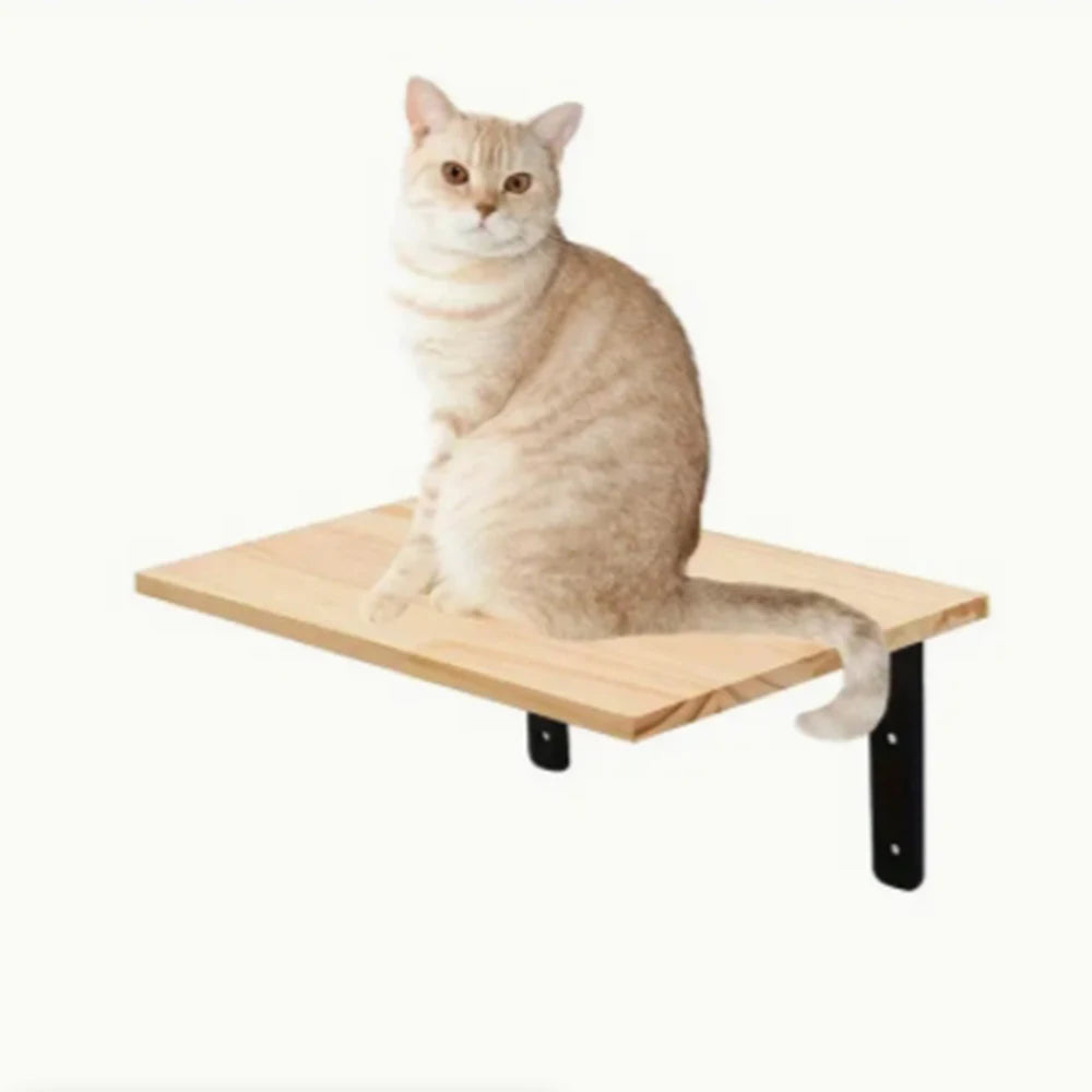 Wall Mounted Cat Tree with Sisal Scratching Post, Climbing Ladder, Jumping Platform and Hammock, creating a fun place for cats!