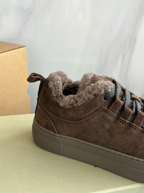 Withered Top Quality Vintage Comfortable Shoes Nordic Winter Snow Shoes Women Sheep Suede Wool Sneakers Women