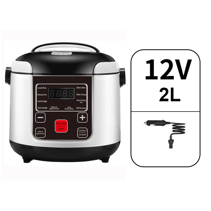 Electric Car Rice Cooker 2L Portable Truck Multi-Cooker Soup Porridge Cooking Food Steamer Electric Lunch Box 12V or 24V