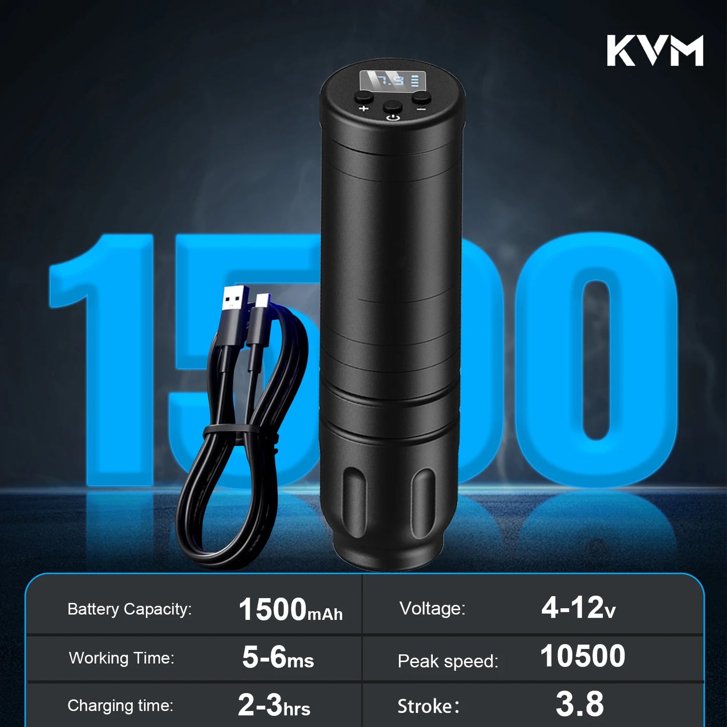 Portable Wireless Tattoo Machine 1500mAh Rechargeable Tattoo Pen LED Screen Display Professional Body Art Tattoo Supplies