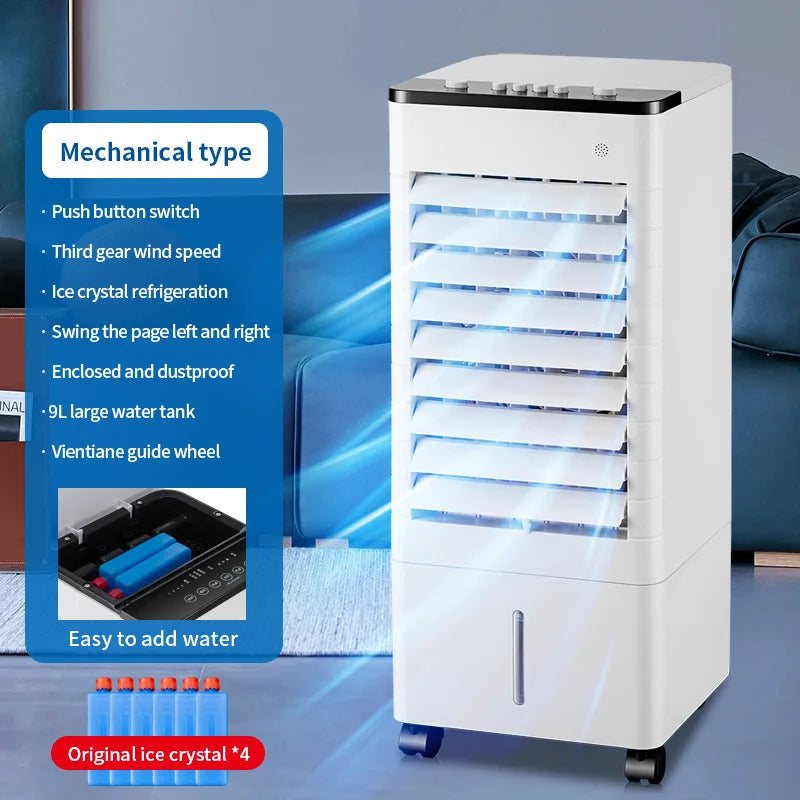 Portable Air Conditioner Fan Intelligent Cooling Fan with Remote Control Wide-angle Air Supply Ice Crystal for Home Use