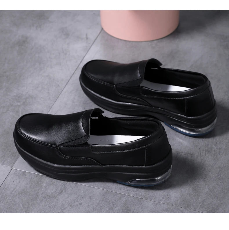 Professional White Leather Hospital Work Shoes Four Seasons Comfortable Breathable Nurse Shoes Women's Thick Base Single Shoes