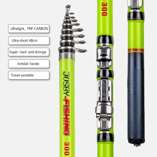 JOSBY Telescopic Rock Fishing Spinning Rod 3.0M/2.7M/2.4M/2.1M /1.8M/1.5M Portable Travel UltraLight Mini Pole Pesca