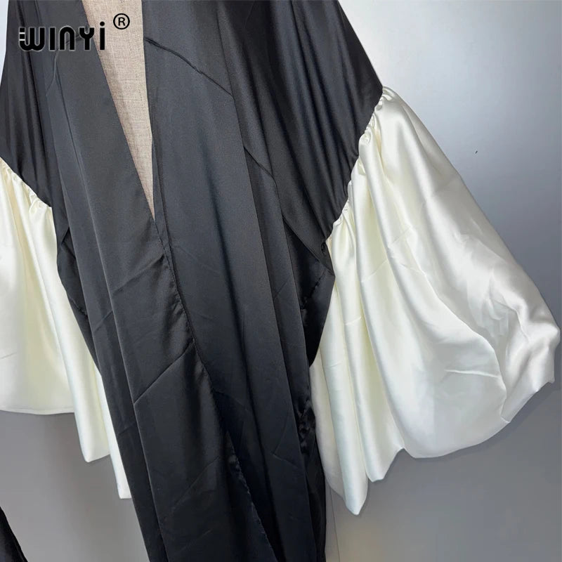 WINYI original Hanfu Kimono Evening dress Beach Wear Cover up Africa women loose puff(ed) sleeves Cardigan boho Holiday kaftan