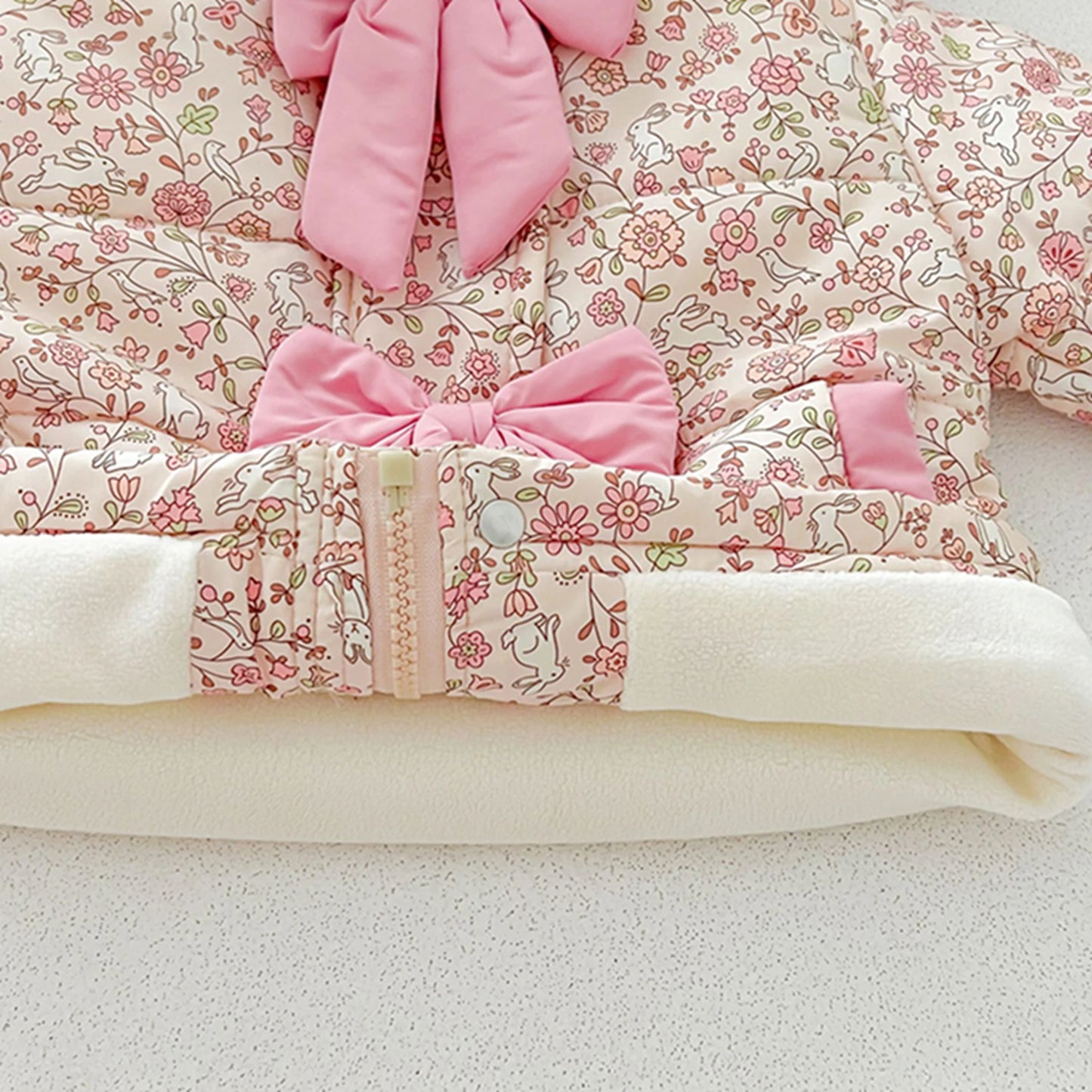 Winter Warm Toddler Girls Puff Coat Outwears Princess Floral Print Long Sleeve Zipper Closure Hood Down Jacket Kids Snow Wear