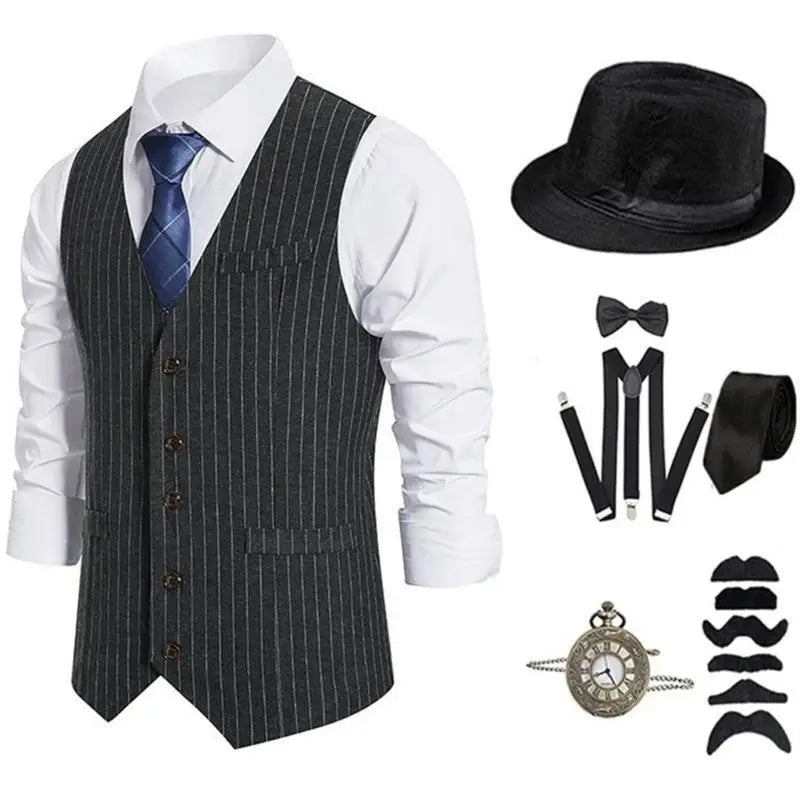 39BD 1920s Mens Costume,Roaring 20s Costumes Accessories Halloween Cosplay Costume