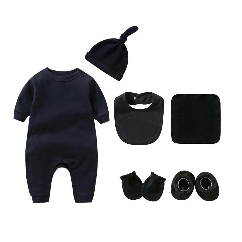 Baby Clothing Boys Girls 6Pcs/Sets Romper Suitable for Newborns Aged 0-3 Months Solid Color 100% Cotton Jumpsuit Baby Set