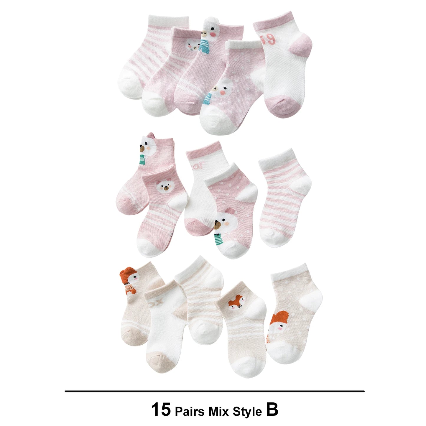 15Pairs/lot Infant Baby Socks Baby Socks for Girls Cotton Mesh Cute Newborn Boy Toddler Socks Baby Clothes Accessories
