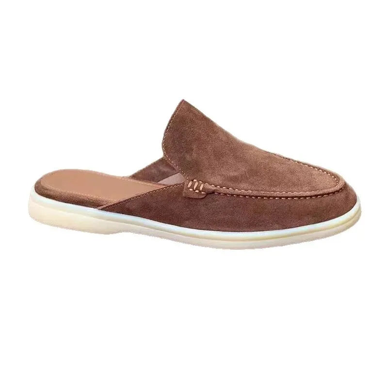 Summer New Flat Bottom Slippers Half Slip-On Slipper Style Men's Shoes Outdoor Wear Casual Comfortable Flat Heel Loafers