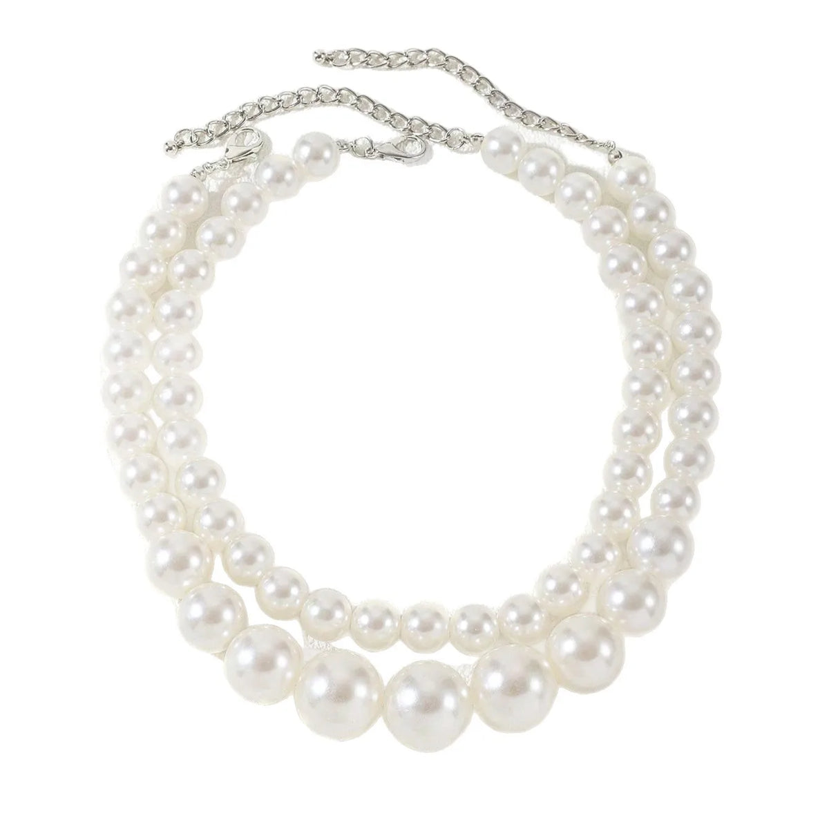 2 Pcs Set Exaggerated Big Imitation Pearl Clavicle Chain Necklace for Women Wedding Bridal Jewelry