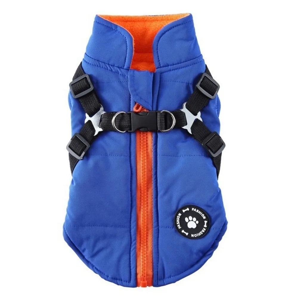 Waterproof Adjustable Dogs Down Clothes Thicken Warm Winter Dog Clothes Soft with Harness Dog Coat for Dogs Cats