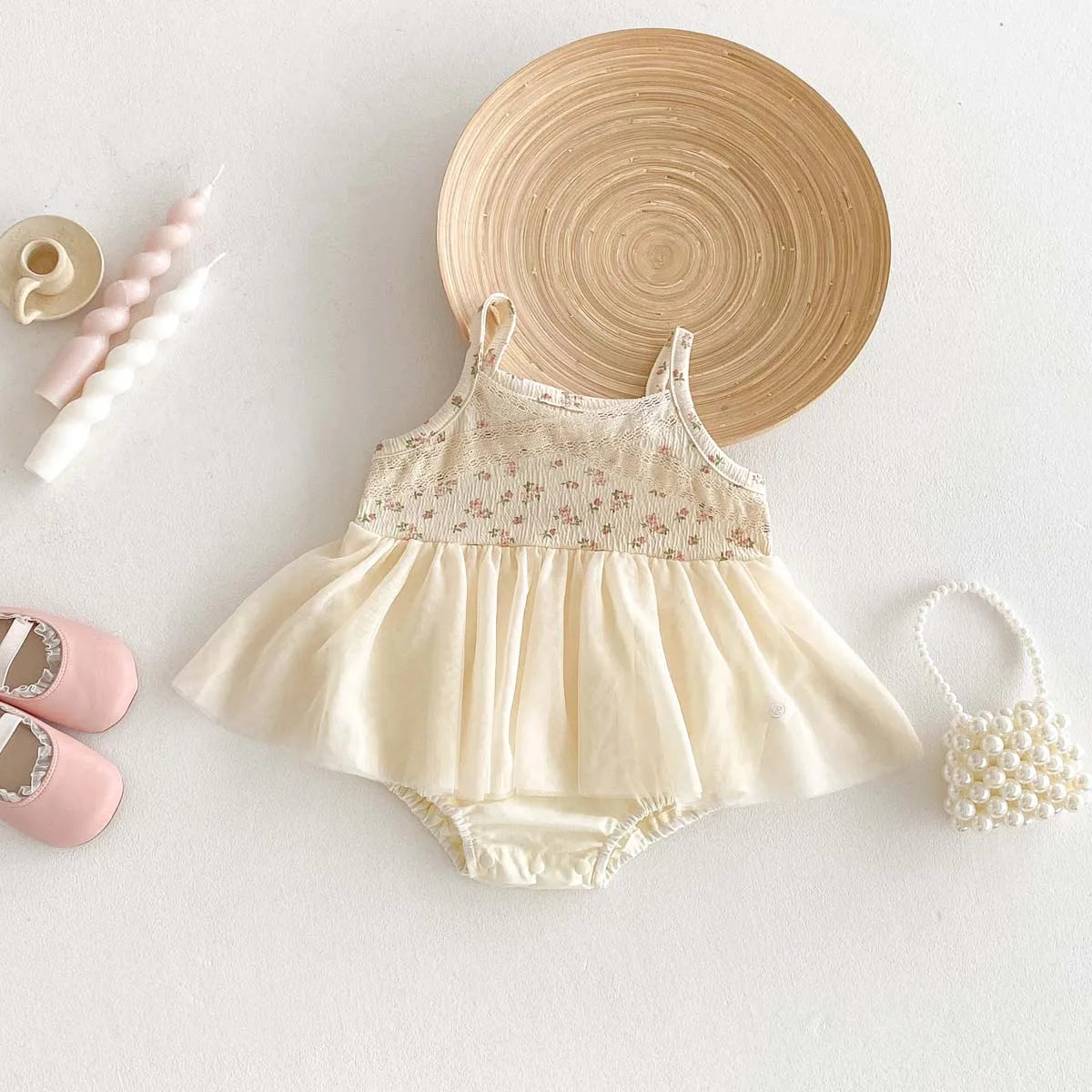 Korean-style baby girl summer floral sling mesh dress, baby girl sweet and cute sling dress, very suitable for daily and outdoor