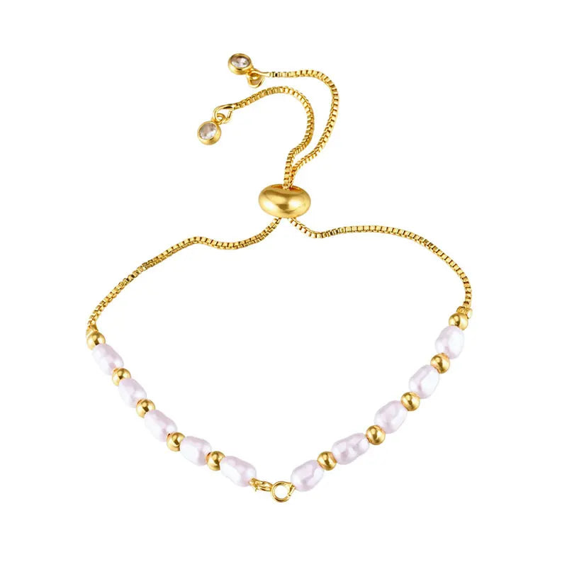 Elegant Natural Pearls Connector Adjustable Size Chain For DIY Fashion Women Girls Bracelets Jewelry Findings Accessories