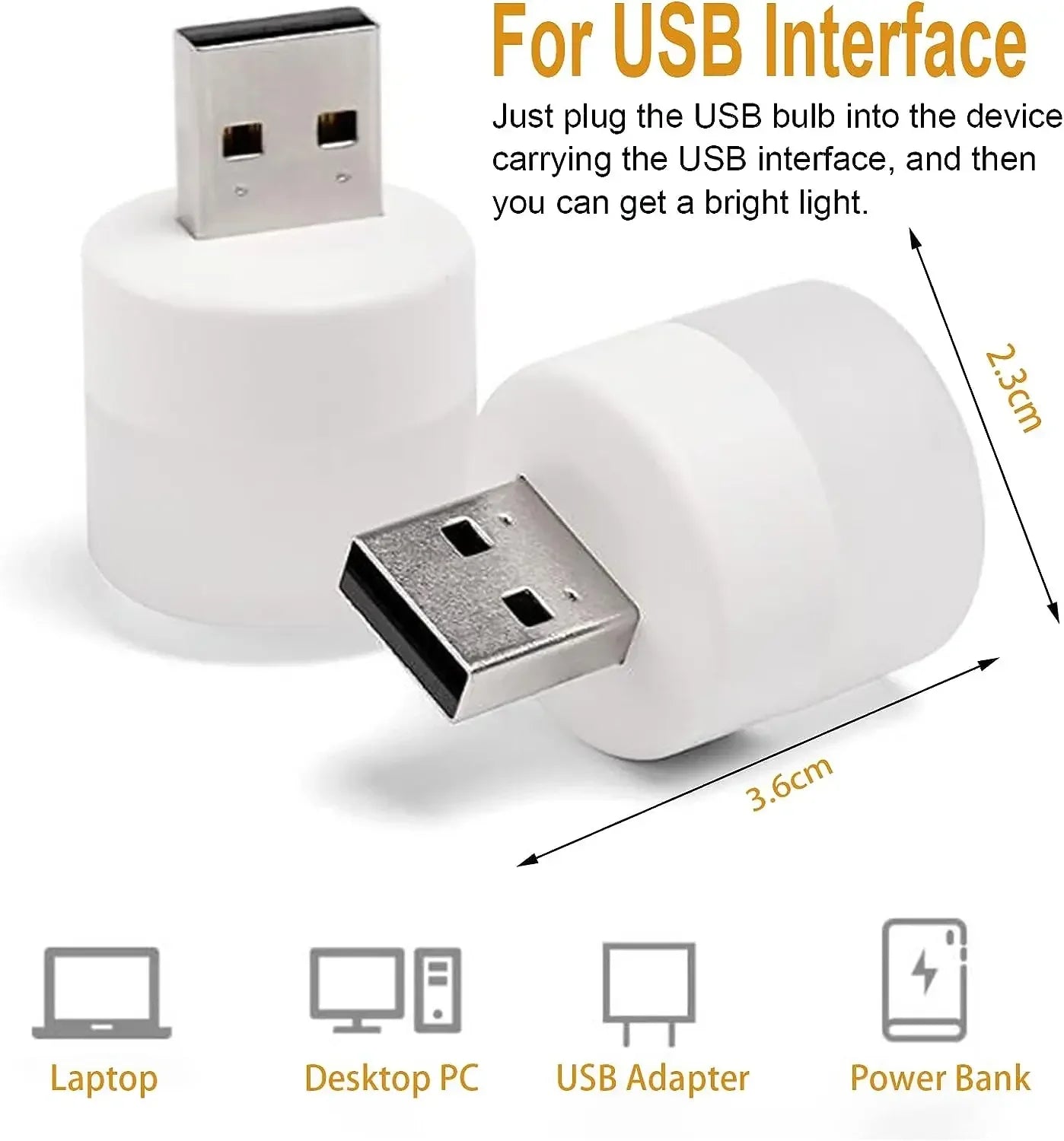 USB LED Night Light - Warm & White Dual Mode Eye-Friendly Compatible with Laptop Power Bank & USB Charger (2025 Edition)