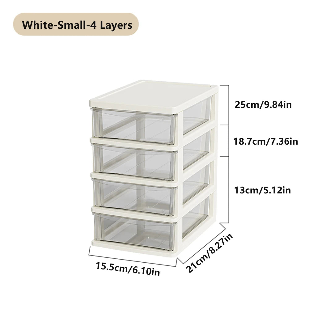 2-6 Layers small Desktop Storage Box with Drawer Heightened Table Organizer Plastic Office storage cabinet for home Stationery