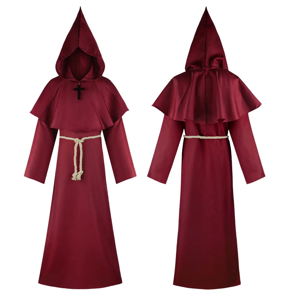 Halloween Grim Reaper cosplay costume Five Ghosts Costume Medieval Friar's Robe Monk Clothes Witch Priest Cos Costume