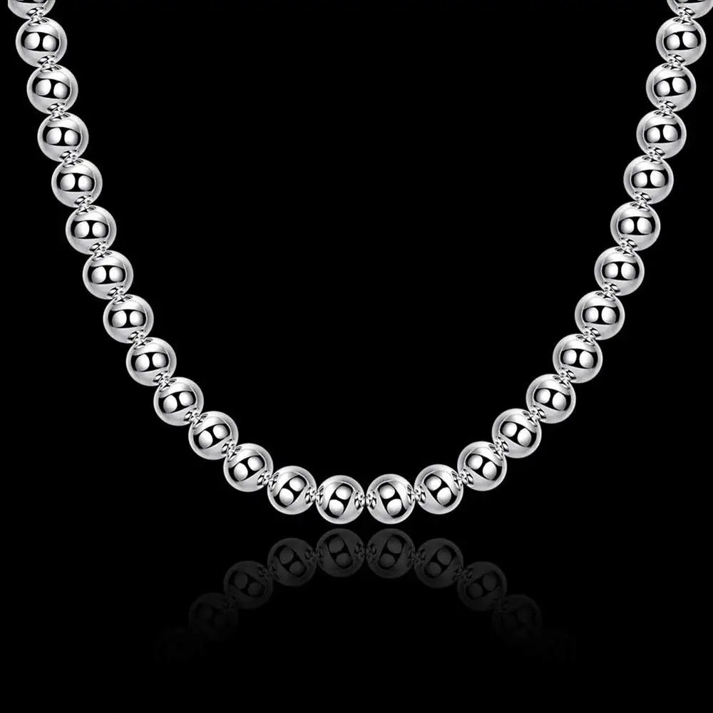 Hot 925 Sterling Silver Classic brands 8MM bead chain Necklace for woman men charms Fashion party wedding Jewelry Holiday gift